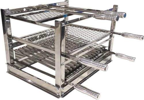 Kit Suporte de Churrasqueira Para Grelhas e Espetos Em Inox 60x45cm – Acompanha Grelhas e Espetos